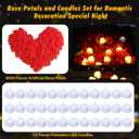 Acejoz Rose Petals and Candles Set, 6000 Pieces Fake Rose Petals and 72 Pieces Heart Candle Lights for Bedroom Romantic Decorations for Special Night, Wedding, Anniversary, Valentines Day