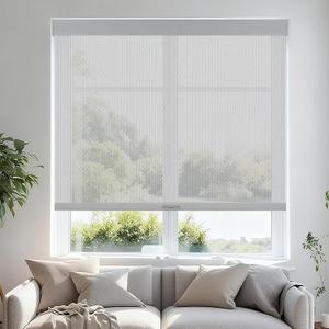 Persilux Free-Stop Cordless Roller Shades for Windows Light Filtering Shades, 5% Openness Solar Screen Semi Sheer Roller Blinds UV Protection for Office and Home. Easy to Install 58" W x 72" H, Grey