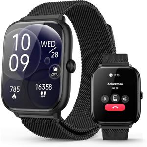 Smart Watch for Men with Blood Pressure Monitor, 2.06" AMOLED Always-On Display, IP68 Waterproof Fitness Tracker, 118 Sports Modes, Heart Rate/ SpO2/ Sleep Monitor, Compatible with Android iPhone