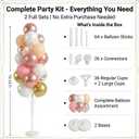 Set of 2 Balloon Column Kit with Nude&Pastel Pink&Metallic Gold White Balloons, Base and Pole - DIY Balloon Tower Stand for Party Decorations, Wedding Backdrop, Birthday, Bridal Shower