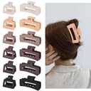 12 Pcs Rectangle Hair Clips, Hair Accessories for Women and Girls, Including 6 Pcs 4 Inch Large Claw Clips for ThickHair and 6 Pcs 2 inch Small Claw Clips for ThinHair (Neutral)