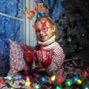 Christmas Light Up Necklace Headband Glasses Set, Christmas Party Favors, LED Bulb Necklace Headwear Eyeglasses Accessories