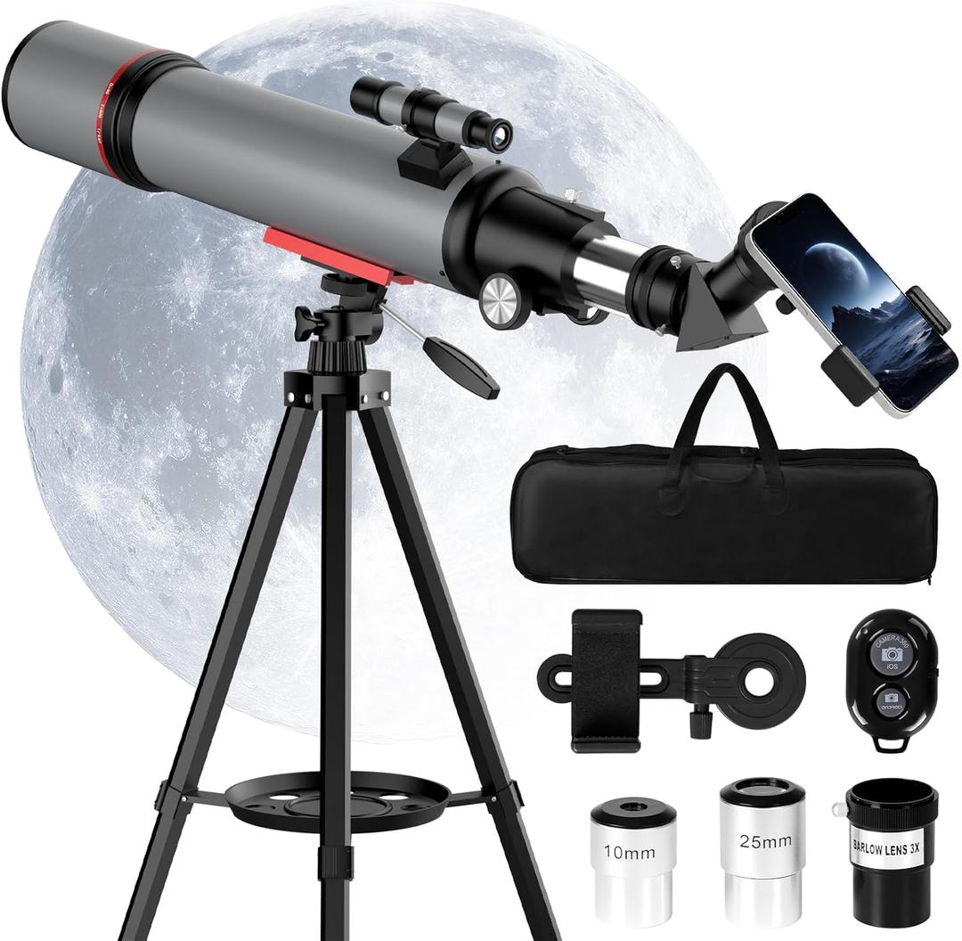 Telescope for Adults High Powered - 90mm Aperture 600mm Refractor Telescope for Kids & Beginners - Portable Astronomy Telescopes Profesional with Phone Adapter Tripod Carry Bag Gifts for Men