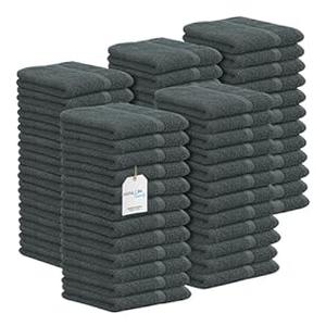 Avalon Towels Cotton Washcloths – (Pack of 60) Bulk 12"x12" Premium Ring Spun Cotton, Absorbent, Soft Face Towels, Gym Towels, Hotel and Spa Quality, Reusable Fingertip Towels (Grey)