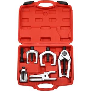 5-in-1 Ball Joint Separator Pitman Arm Puller Front Tie Rod End Tool Set Splitter Removal Kit with Carrying Case for Front End Service
