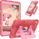 Fintie Kid-Friendly Case for iPad 9th / 8th / 7th Generation 10.2 Inch | Fully-Body Rugged Heavy Duty Shockproof Cover, Portrait & Landscape Viewing, Built-in Kickstand, for Girls/Boys, Pink