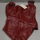 Popilush Leather Corset Tops for Women Tummy Control Shapewear Lace Tank Tops Faux Leather Thong Body Shaper, Medium