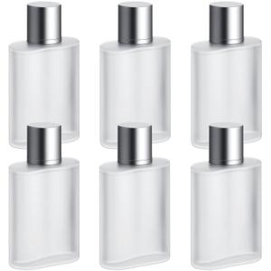 6 Pcs Perfume Bottles Empty Frosted Glass Spray Bottles 50ml Refillable Atomizer Perfume Dispenser Fine Mist Atomizer Cosmetic Make up Container for Women Men Travel Essentials, Sliver (Silver Gray)