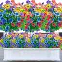 Artificial Flowers for Outdoors,20 Bundles UV Resistant Faux Fake Outdoor Flowers No Fade Plants Plastic Shrubs for Home Indoor Outside Decor(Mix Color)