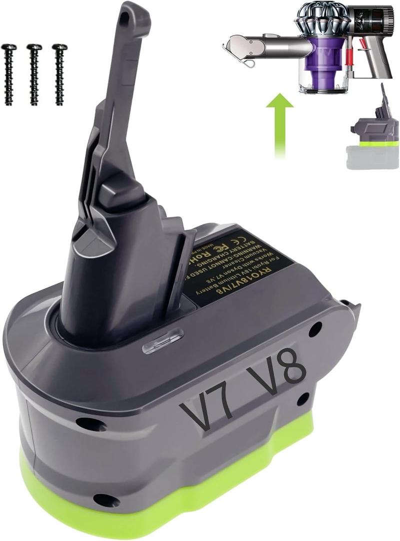 V7 V8 Battery Adapter for Ryobi 18V Battery Convert to for Dyson V7V8 Battery,Cordless Stick Vacuum Cleaner Animal Absolute Fluffy (Adapter only)