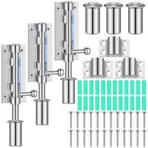 Tandefio 3 Pack 6.3 Inch Slide Bolt Gate Latch with Padlock Hole 304 Stainless Steel Barrel Bolt Latch Heavy Duty Door Security Lock Thickened Door Hardware for Barn Fence Shed Yard(Silver)
