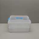 2 Layer Plastic Storage Containers with Lids, Multipurpose Clear Stack & Carry Box, Portable Craft Organizers and Storage Bin for Organizing Art & Craft, Sewing, Makeup, Nail Supplies (Blue)