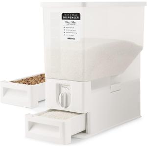 AROMA XL 33-Pound Rice Dispenser and Countertop Beans or Grain Storage Bin with Automatic Measuring Funnel (ARD-133)