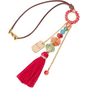 Elegant Cross for Car Mirror - Sun Catcher Rearview Mirror Charm, Transforms Sunlight and Diffuses Colors and Energy Throughout The Car - Red Tassel