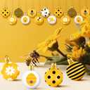 Barydat 24 Pcs 1.57 Inches Summer Sunflower Ornaments for Tree Hanging Bee Decorations Yellow Tree Decorations Themed Party Supplies for Spring Baby Shower Holiday Party(Bee Style)
