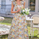 GRACE KARIN 2025 Women's Summer Floral Print Dress Sleeveless Casual Flowy Sundress A Line Ruffle Wedding Guest Outfit 2XL