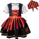 LATOBREATH Baby Little Girl Pirate Costume Princess Dress Halloween Party Dress up With Hat Eye Patch (4-5Y, Black)