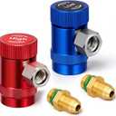 Tallew R1234yf Adapter Kit, Adjustable R1234yf Quick Couplers Adapter, Blue and Red High Low Side Connector Conversion Air Conditioning Line Repair Tools