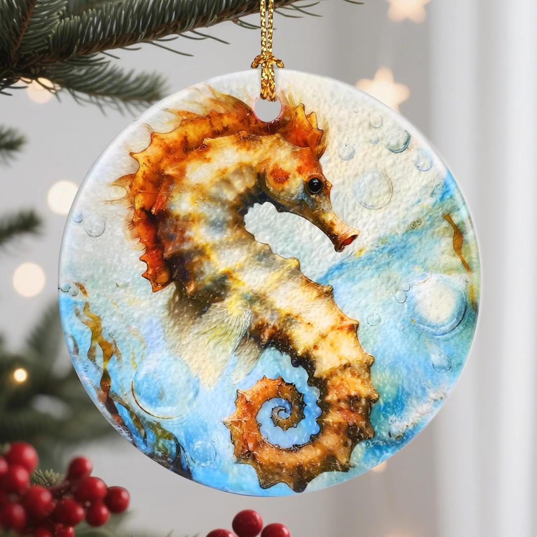 Christmas Ornaments, Seahorse Ornament, Christmas Tree Ornaments, Xmas Decorations, Holiday Decorations, Gifts for Seahorse Lovers, Holiday Party Gifts, and Xmas Gift Ideas