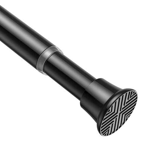 AIZESI Tension Rod 24 to 46 Inch, 1Pcs Black Tension Curtain Rod, Adjustable Spring Tension Rod No Drilling for window，kitchen，closet，doorway