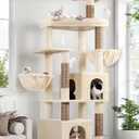 Globlazer Sturdy Cat Tree, 68-inch Large Cat Tower for Indoor Adult Cats 20 lbs Heavy Duty Cat Tree for Big Cats with Extra Large Platform, 5 Scratching Post, S68, Beige