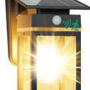 Solar Porch Lights Outdoor, Dusk to Dawn & Motion Sensor Wall Light with Lantern Shape, 3 Modes IP65 Waterproof, E26 Bulb Exterior Sconce for Front Porch, Garage, Patio Security (1PACK, Black Shell-Warm White)