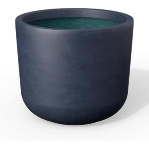 Kante Charcoal Concrete Planter 9" Dia All-Weather Round Small Pot, 9.0"Dia