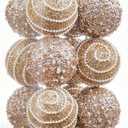 Champagne Gold Christmas Ball Ornaments, Christmas Ball Decorations Shatterproof Plastic Hanging Pearl Balls for Holiday Party(70mm/2.76", 12ct)
