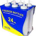 New Star Foodservice 26207 Squeeze Bottles, Plastic, 24 oz, Clear, Pack of 6 (24 Ounces)