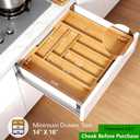 Pipishell Bamboo Expandable Silverware Drawer Organizer, Adjustable Kitchen Utensil Tray for Forks, Spoons and Knives, Wood Storage Cutlery Holder for Bedroom and Living Room