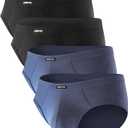 BAMBOO COOL Men's Tagless Briefs Coverd Waistband Comfort Soft Underwear with Contour Pouch Breathable Underpants, Multipacks (Black, XXL)