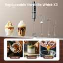 YUSWKO Silver Milk Frother Wand for Coffee with Stand, Handheld Coffee Frother, Rechargeable Drink Mixer, Waterproof Electric Whisk