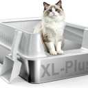 AIPERRO Stainless Steel Litter Box with Lid, XL High Sided for Large Cats