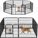 NEWBULIG Dog Playpen Indoors 24 Inch 8 Panels for Small and Puppy Dogs Portable and Foldable Pet Fence with Door Heavy Duty Metal Dog Exercise Play Pen for Outdoor Yard