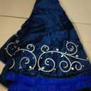 72inch Extra Large Christmas Tree Skirt Navy Blue Luxury Velvet Plush Fur Skirts Baroque Tree Skirts with Gold Embroidered Pearls and Crystals Trees Skirt for Christmas Holiday Party Home Decoration