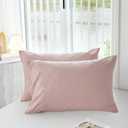 MILDLY Queen Pillowcases - 2 Pack Ultra Soft Washed Microfiber Shrinkage and Fade Resistant Pillow Covers with Envelope Closure 20 x 30 Inches, Pink