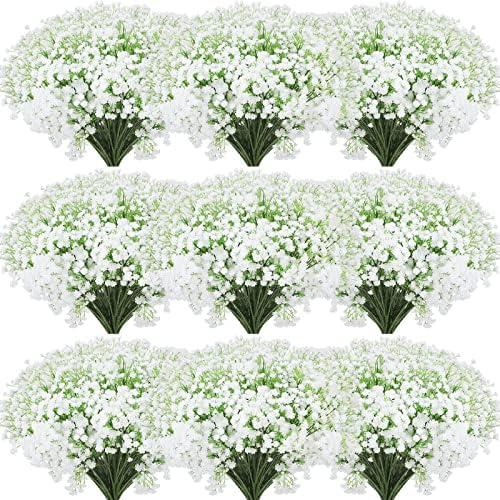 Janinka 23 Pcs Artificial Baby Breath Flowers Fake Gypsophila Bouquets 20.8 Inch Faux Gypsophila Flowers DIY Floral Bouquets for Arrangement Wreath Wedding Party Decor (White)