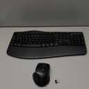 Wireless Keyboard and Mouse Combo, 2.4G Full Size Wave Keys Ergonomic Keyboard with Wrist Rest and 3-Level DPI Adjustable Wireless Ergonomic Mouse for Windows, Mac OS Desktop/Laptop/PC(Black)