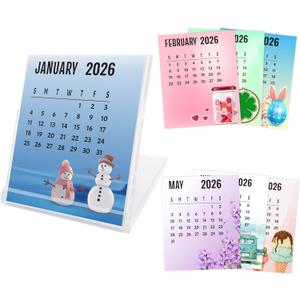 2 x Desk Calendar 2026-2027, Small School Year Calendar (January 2026 to June 2027), Colorful Monthly Desktop Calendar for Home Office Table Desk Decoration, Gifts for Friends Coworkers-05