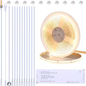 BENLUN 12V COB LED Under Cabinet Strip Lighting Kit 32.8ft, 4000K Natural White Cuttable LED Tape Lights 8W/M CRI 93 320LEDs/M with Dimmer and Power Supply for Kitchen Bookcase Shelf Display