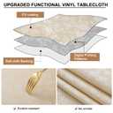 Smiry Rectangle Picnic Table Cloth, Elastic Waterproof Fitted Heavy Duty Vinyl Tablecloths, Wipeable Washable Table Covers for Kitchen, Dining, Camping, Outdoor (Beige, 36" X 72")
