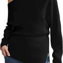 Saodimallsu Womens Off One Shoulder Sweaters Long Sleeve 2025 Casual Fall Pullover Knit Tops