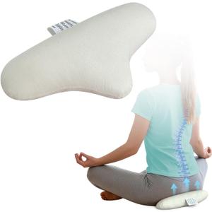 Meditation Cushion, Floor Pillows for Sitting, Organic Yoga Mats Ergonomic Meditation Seat Cushions, White Yoga Body Pillow for Men Women, Adults Portable Travel Meditation Back Support Floor Pad
