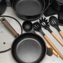 Astercook Non Stick Pots and Pans Set, Healthy Non-Toxic Titanium Induction Kitchen Cookware Sets for Cooking with Frying Pans, PFAS/PTFE/PFOA & PFOS Free, Black, 18Pcs