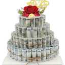 DTESL Gifting Cash Gift Boxes,Happy Birthday Day Money Gift Box,Money Flower Cake Fake Cake Gift BoxDIY Set Surprise Birthday Gift Boxfor Birthday/Christmas/Valentine's Day Unique Gift (Four Tier)