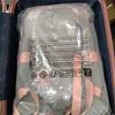 Coolife Suitcase Set 3 Piece Luggage Set Carry On Travel Luggage TSA Lock Spinner Wheels Hardshell Lightweight Luggage Set(Gray+Pink, 3 piece set (BP/TB/20))