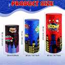 3 Sets Spandex Cylinder Stand Covers Cake Pedestal Cover Dessert Table Gift Display Round Cylinder Stand Covers for Birthday Party Baby Shower Backdrop Wedding Props Decor, Spiderweb Red Blue