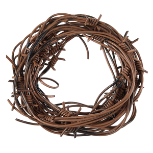 Taiyin 3 Pcs 32.8 Foot Fake Barbed Wire Rusted Western Props Decor Plastic Faux Wire Wreath Ornaments for Cowboy Cowgirl Party