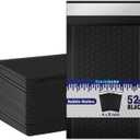 52 Pack Bubble Mailers 4x8inch Padded Envelopes Thin Mailing Envelopes Waterproof Bubble Opaque Padded Mailers Self Seal Adhesive Shipping Bags for Mailing Jewelry Makeup Small Business (black)