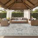 GENIMO Outdoor & Indoor Area Rug 10'x14', Waterproof, Non-Shedding, Easy Cleaning, Boho Mat for Patio, Living Room, Balcony, Dining Room, RV, Deck, Bedroom, Camping, Outside Carpet,Light Grey Brown